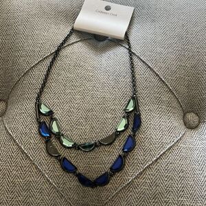 NWT Coldwater Creek Jewelry Collection double layer Crescent Halfmoon necklace
